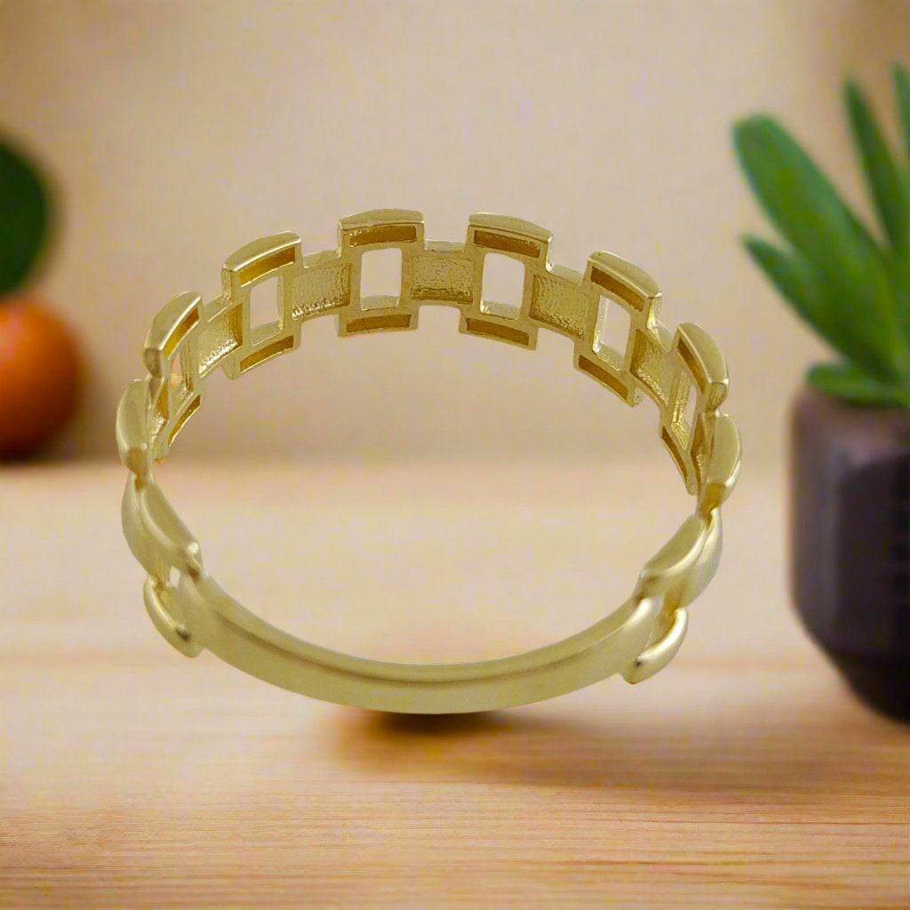 Panther Link Gold Ring - 18k, 14k, 10k - TurkishBling