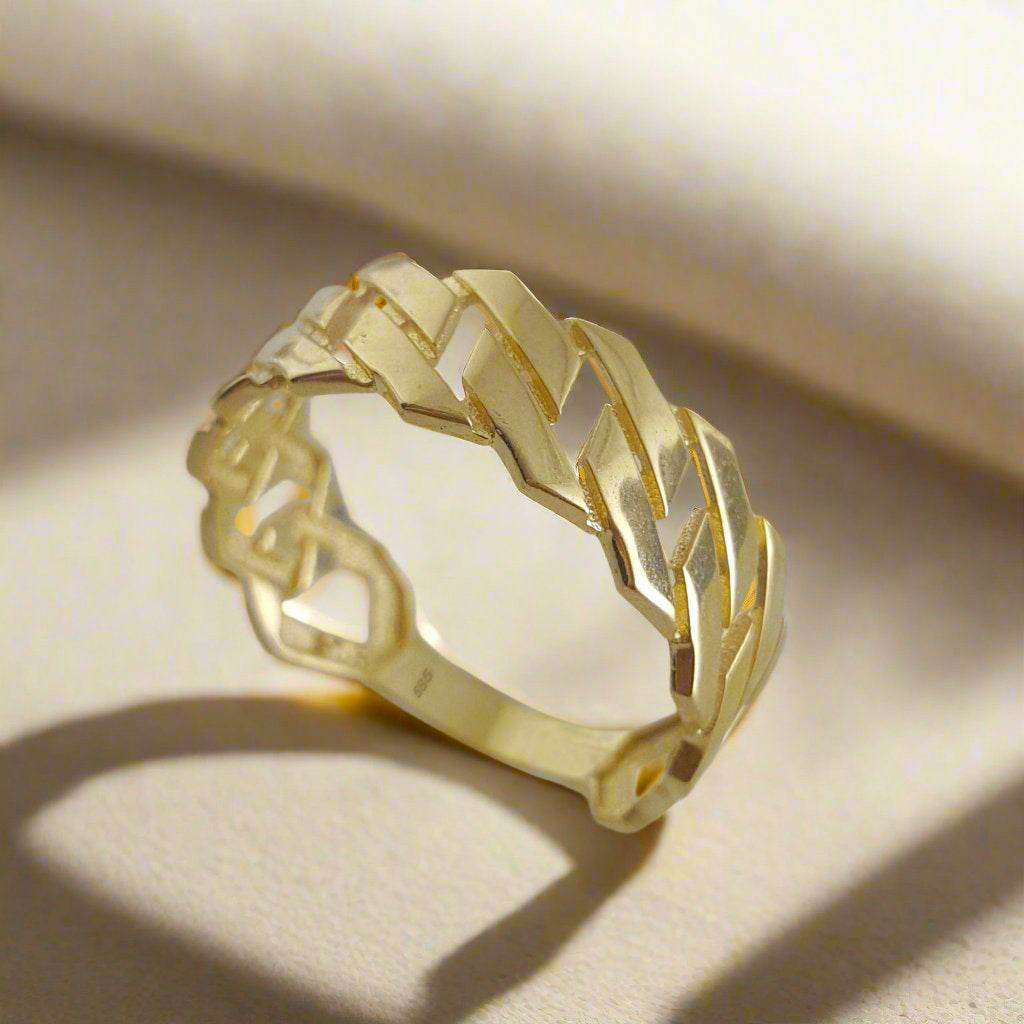 Cuban Chain Link Gold Ring - 18k, 14k, 10k - TurkishBling