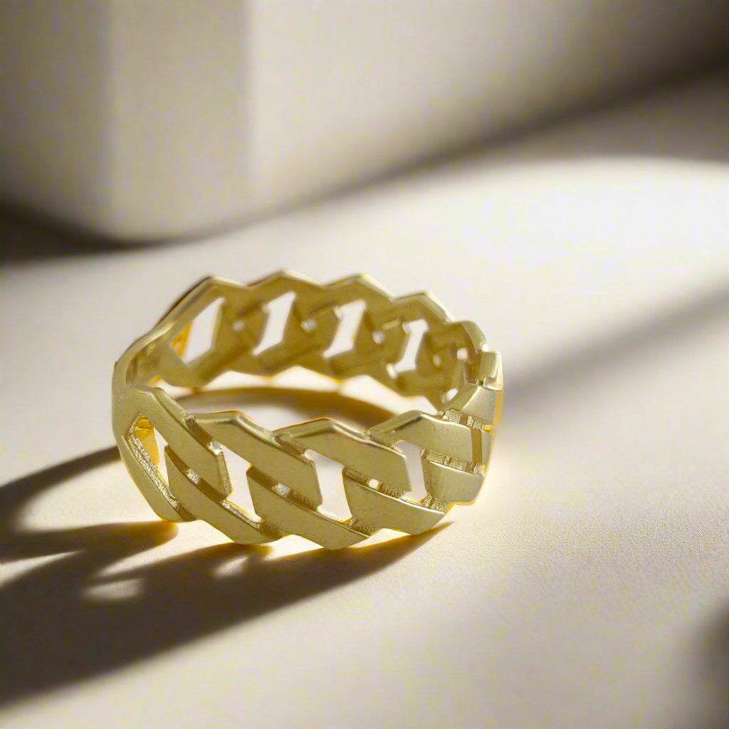 Cuban Chain Link Gold Ring - 18k, 14k, 10k - TurkishBling