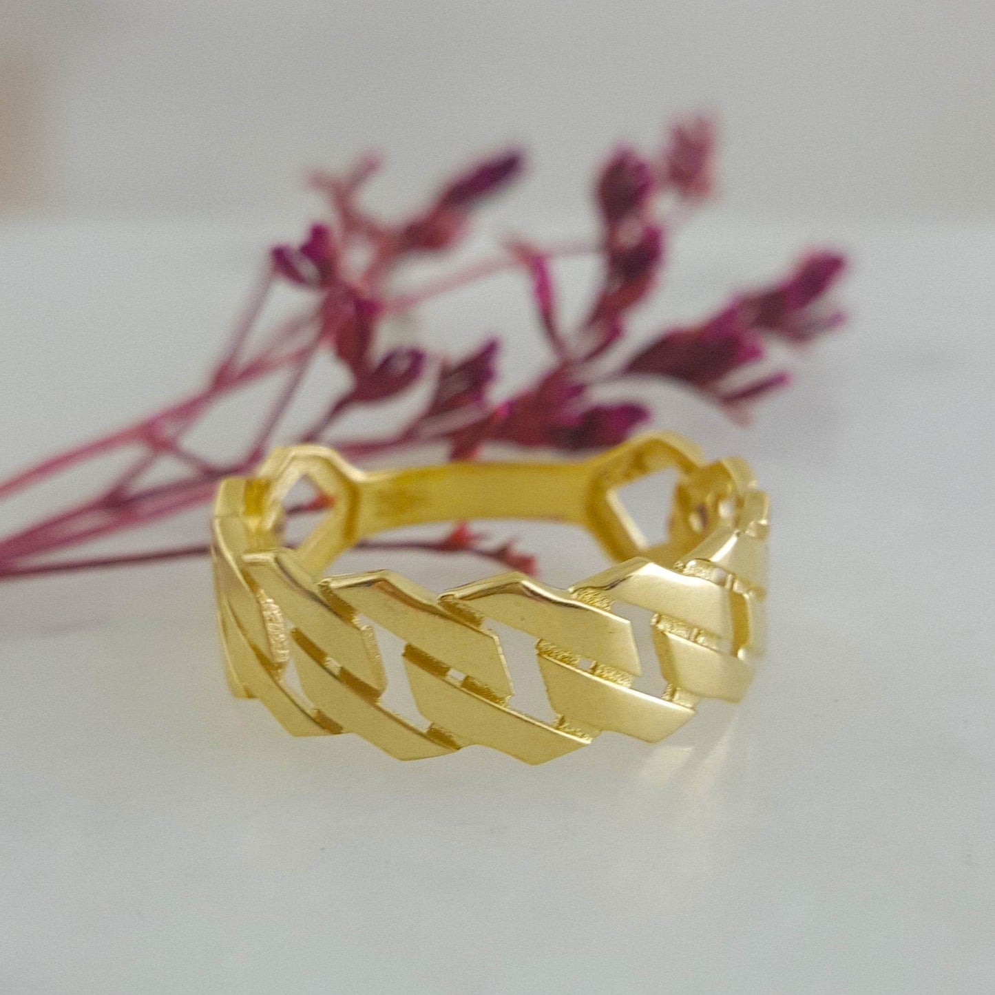 Cuban Chain Link Gold Ring - 18k, 14k, 10k - TurkishBling