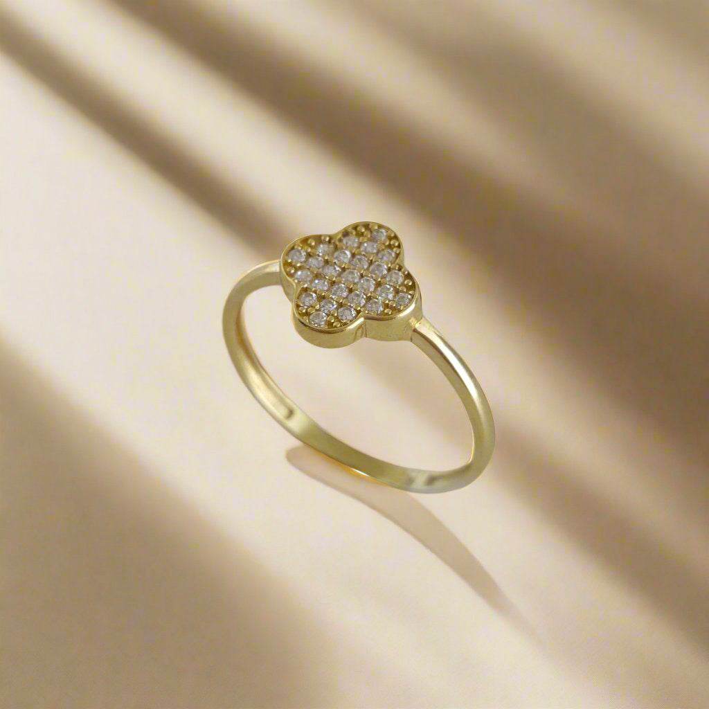 Gold Ring with Stone Accent - 10k,14k,18k - TurkishBling