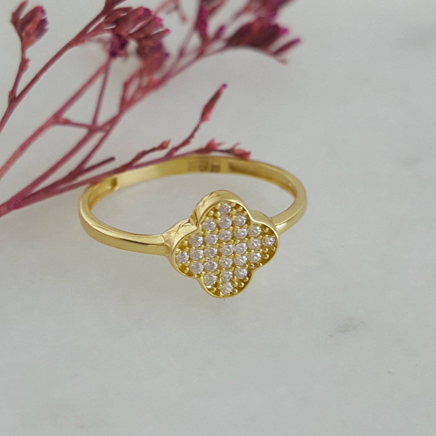 Gold Ring with Stone Accent - 10k,14k,18k - TurkishBling
