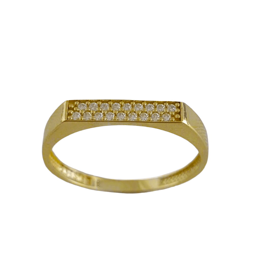 Gold Square Top Ring W Cubic Zircon - TurkishBling