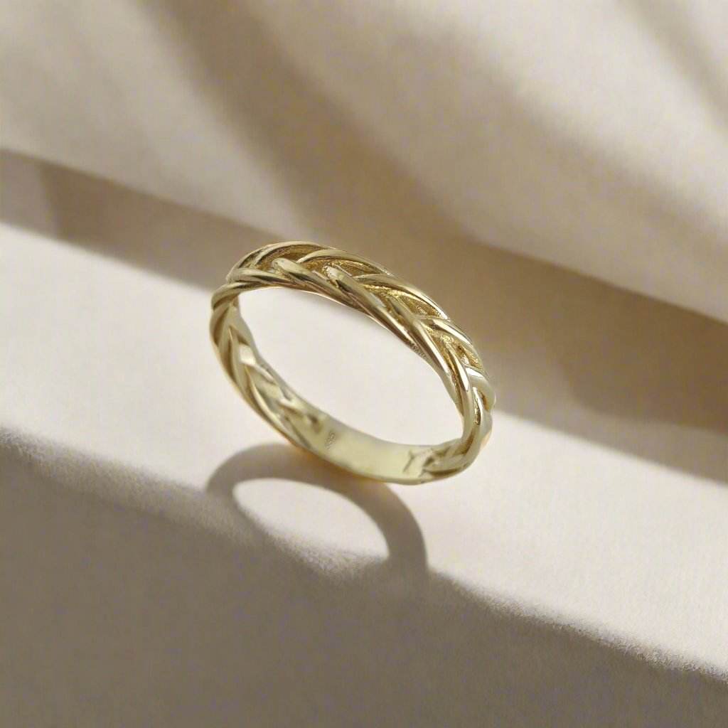 Gold Braided Ring - 10k,14k,18k - TurkishBling