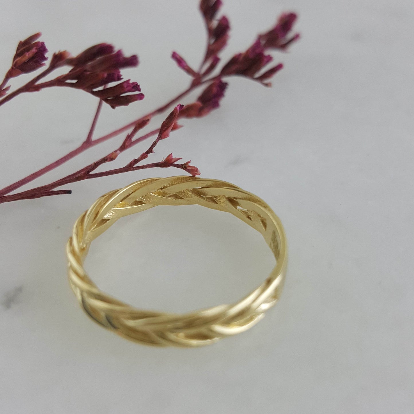 Gold Braided Ring - 10k,14k,18k - TurkishBling