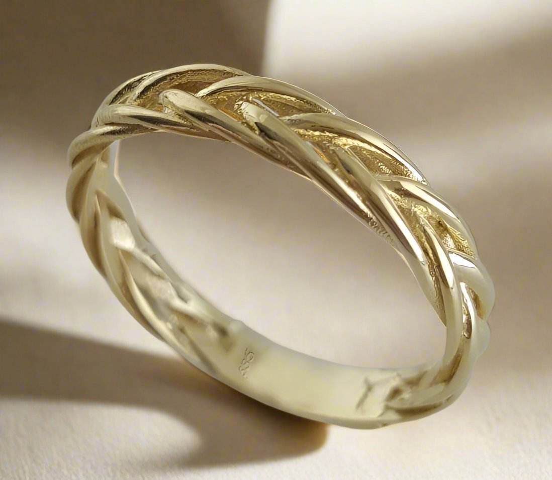 Gold Braided Ring - 10k,14k,18k - TurkishBling