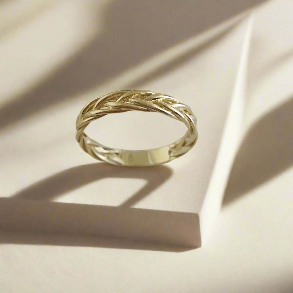 Gold Braided Ring - 10k,14k,18k - TurkishBling