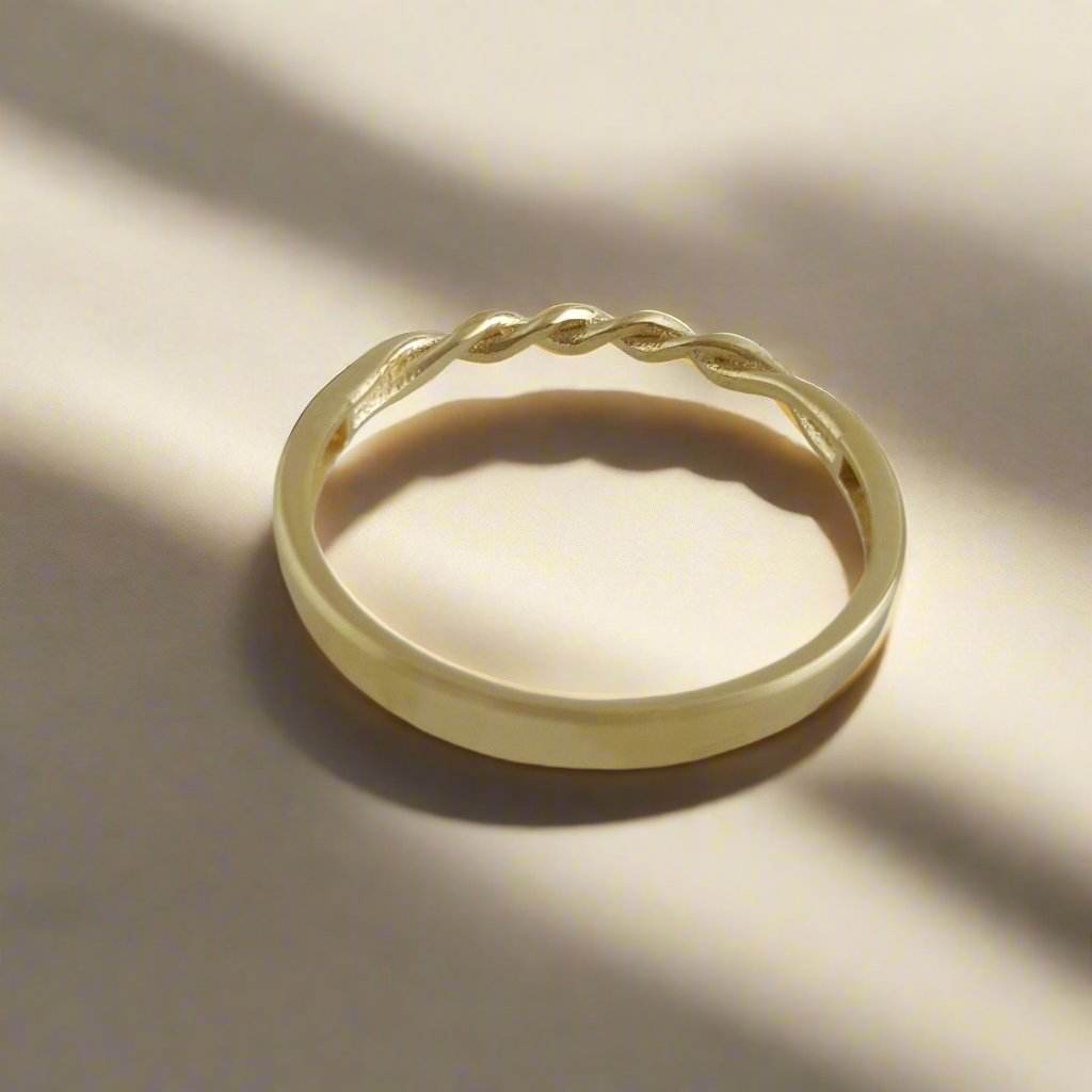 Minimalist Twist Gold Ring - 10k,14k,18k - TurkishBling