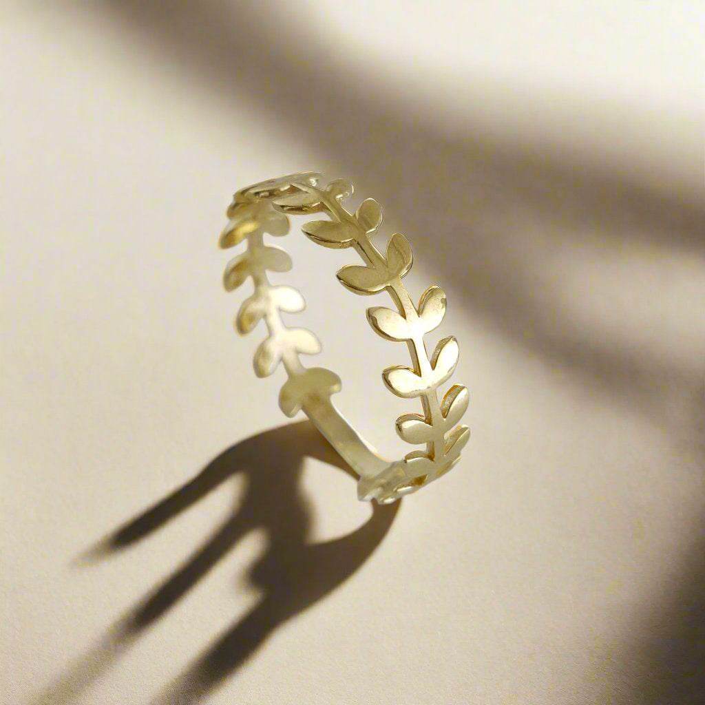 Leaf Gold Ring - 10k,14k,18k - TurkishBling