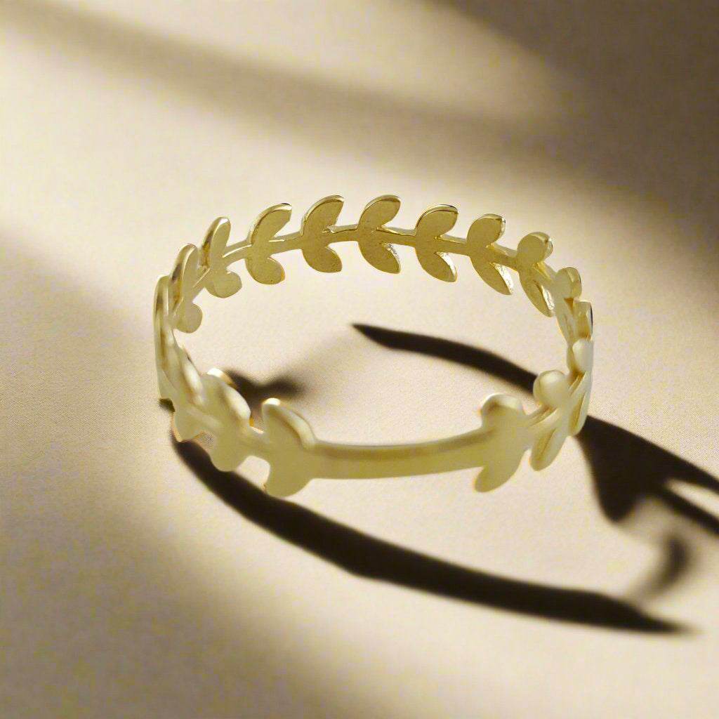 Leaf Gold Ring - 10k,14k,18k - TurkishBling