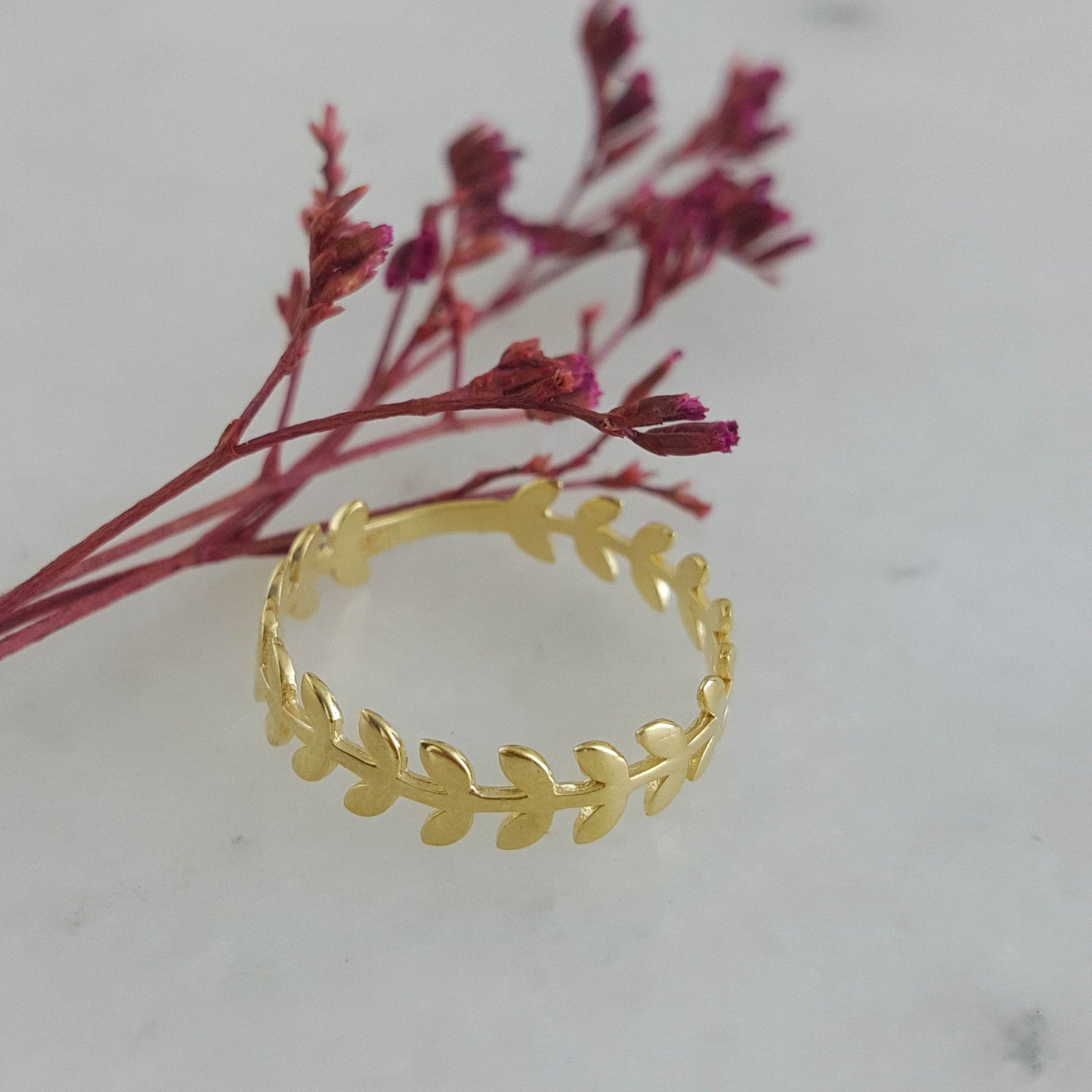 Leaf Gold Ring - 10k,14k,18k - TurkishBling