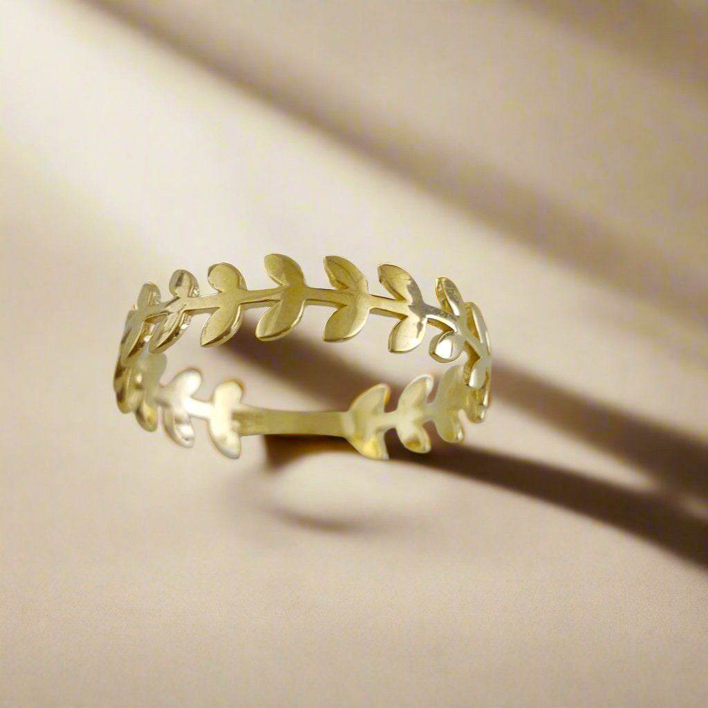 Leaf Gold Ring - 10k,14k,18k - TurkishBling