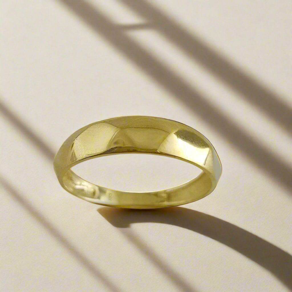 Facetted Dome Gold Ring - 18k,14k,10k - TurkishBling