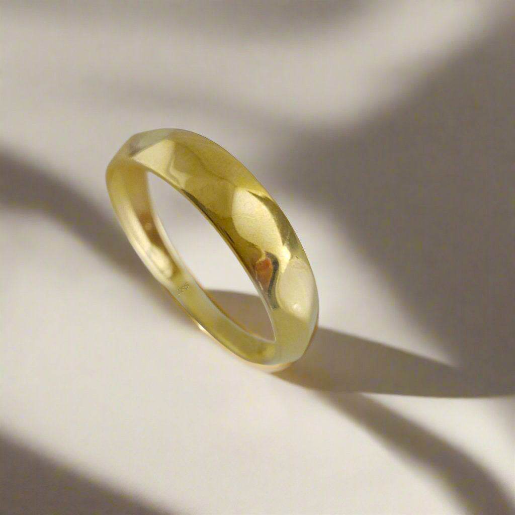 Facetted Dome Gold Ring - 18k,14k,10k - TurkishBling