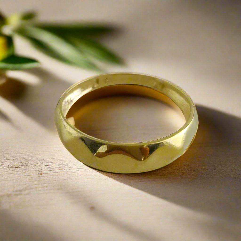 Facetted Dome Gold Ring - 18k,14k,10k - TurkishBling