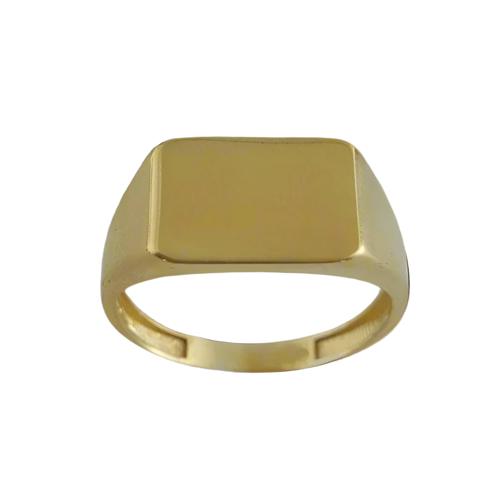 Solid Gold Engravable Cushion Signet Ring - 18k, 14k, 10k