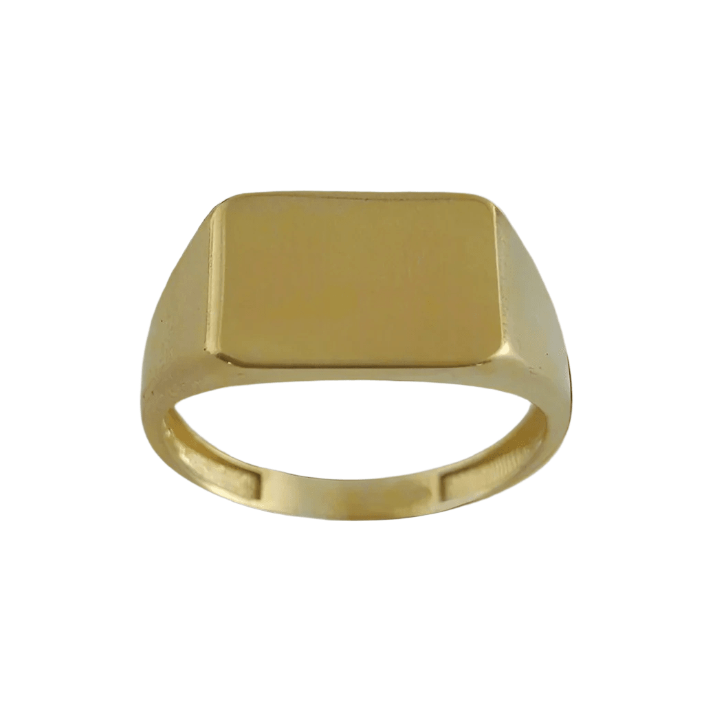 Solid Gold Engravable Cushion Signet Ring - 18k, 14k, 10k - TurkishBling