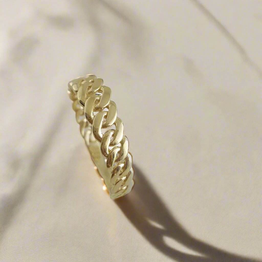 Gold Cuban Chain Link Ring - 18k, 14k,10k - TurkishBling