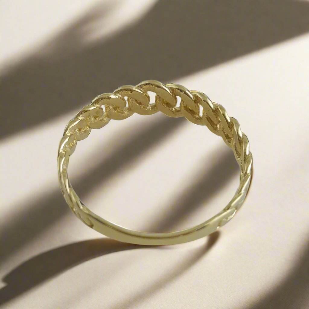 Gold Cuban Chain Link Ring - 18k, 14k,10k - TurkishBling