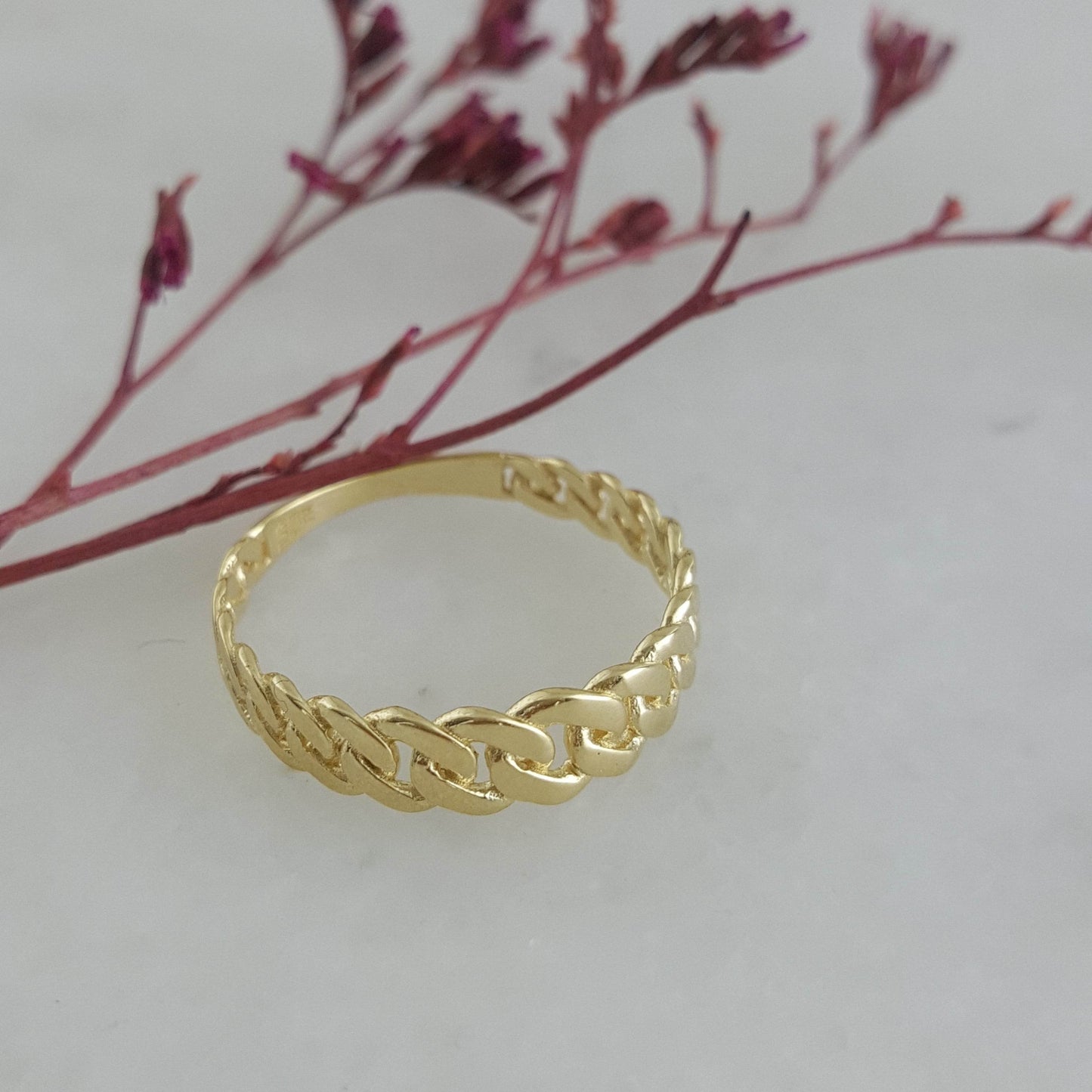 Gold Cuban Chain Link Ring - 18k, 14k,10k - TurkishBling
