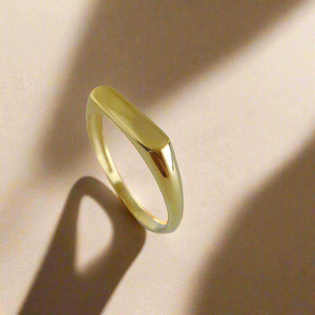 Engravable Minimalist Gold Ring - 10k,14k,18k - TurkishBling