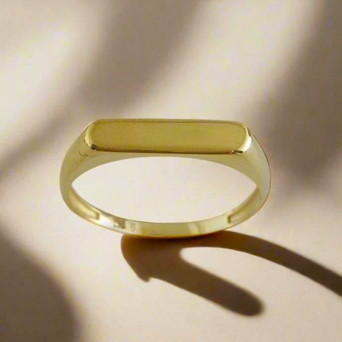 Engravable Minimalist Gold Ring - 10k,14k,18k - TurkishBling