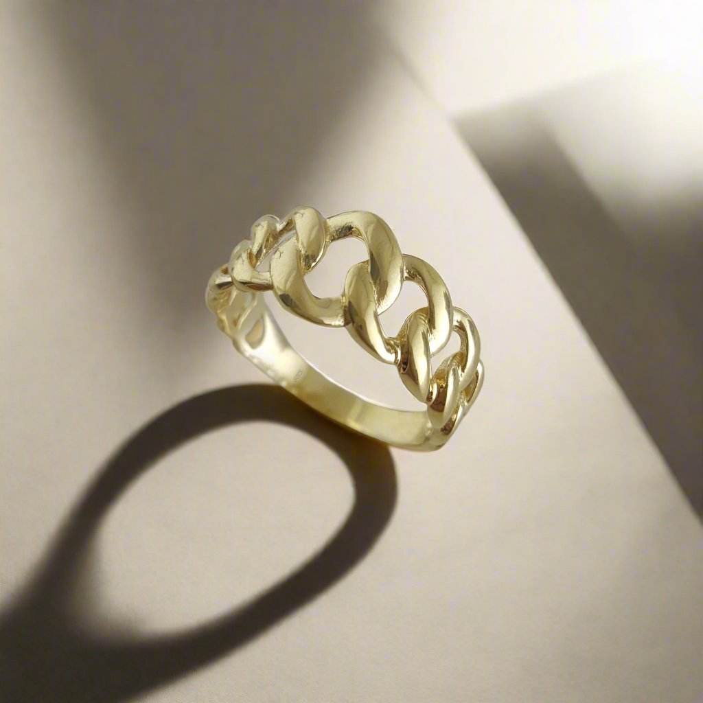Cuban Chain Link Gold Ring - 10k,14k,18k - TurkishBling