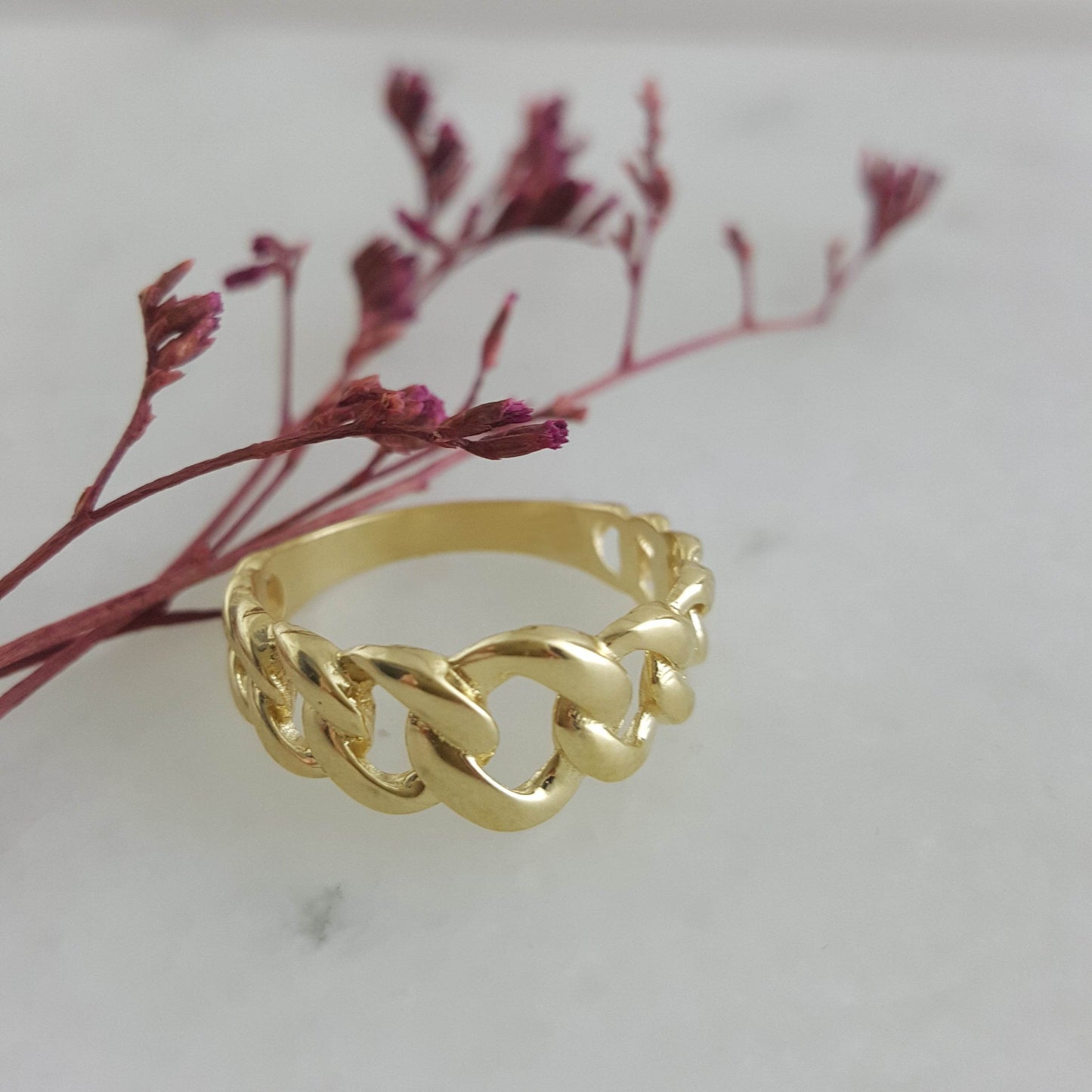 Cuban Chain Link Gold Ring - 10k,14k,18k - TurkishBling