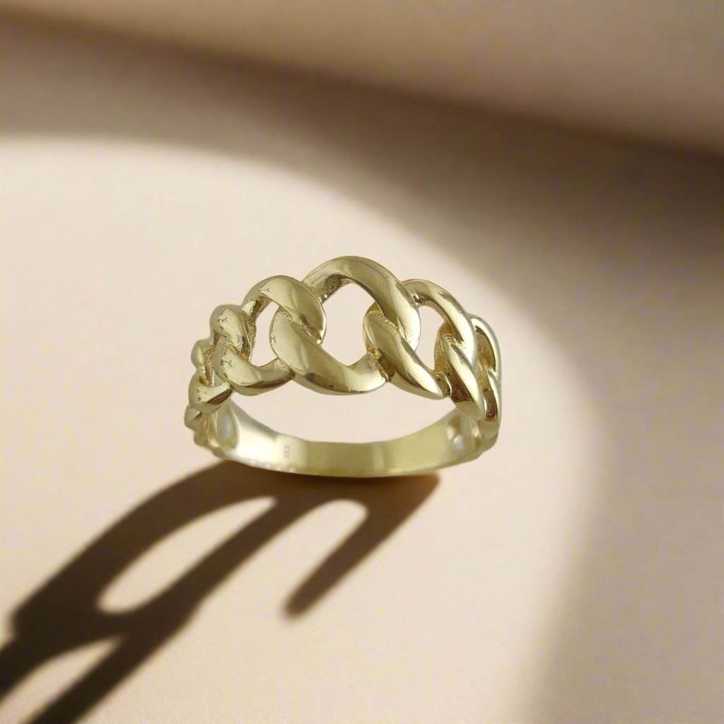 Cuban Chain Link Gold Ring - 10k,14k,18k - TurkishBling