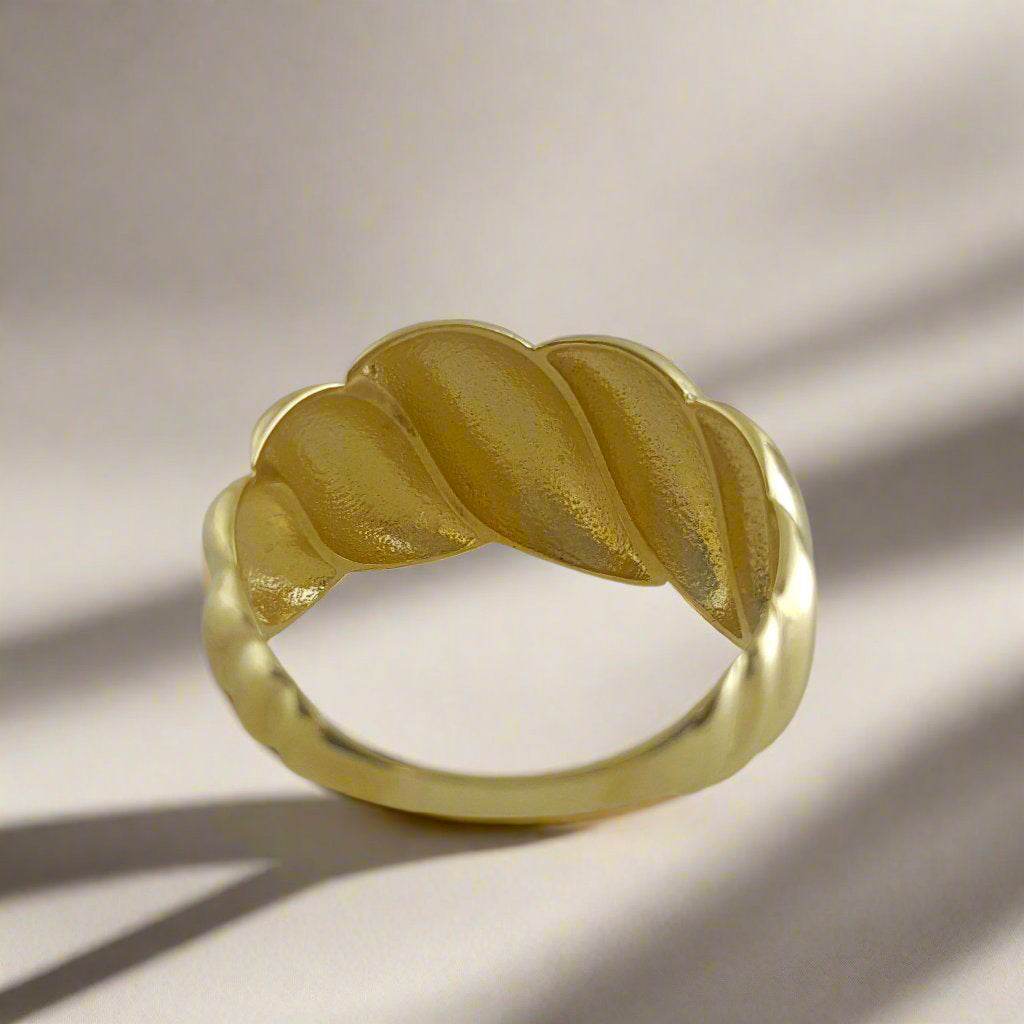 Large Croissant Gold Ring - 10k, 14k, 18k - TurkishBling