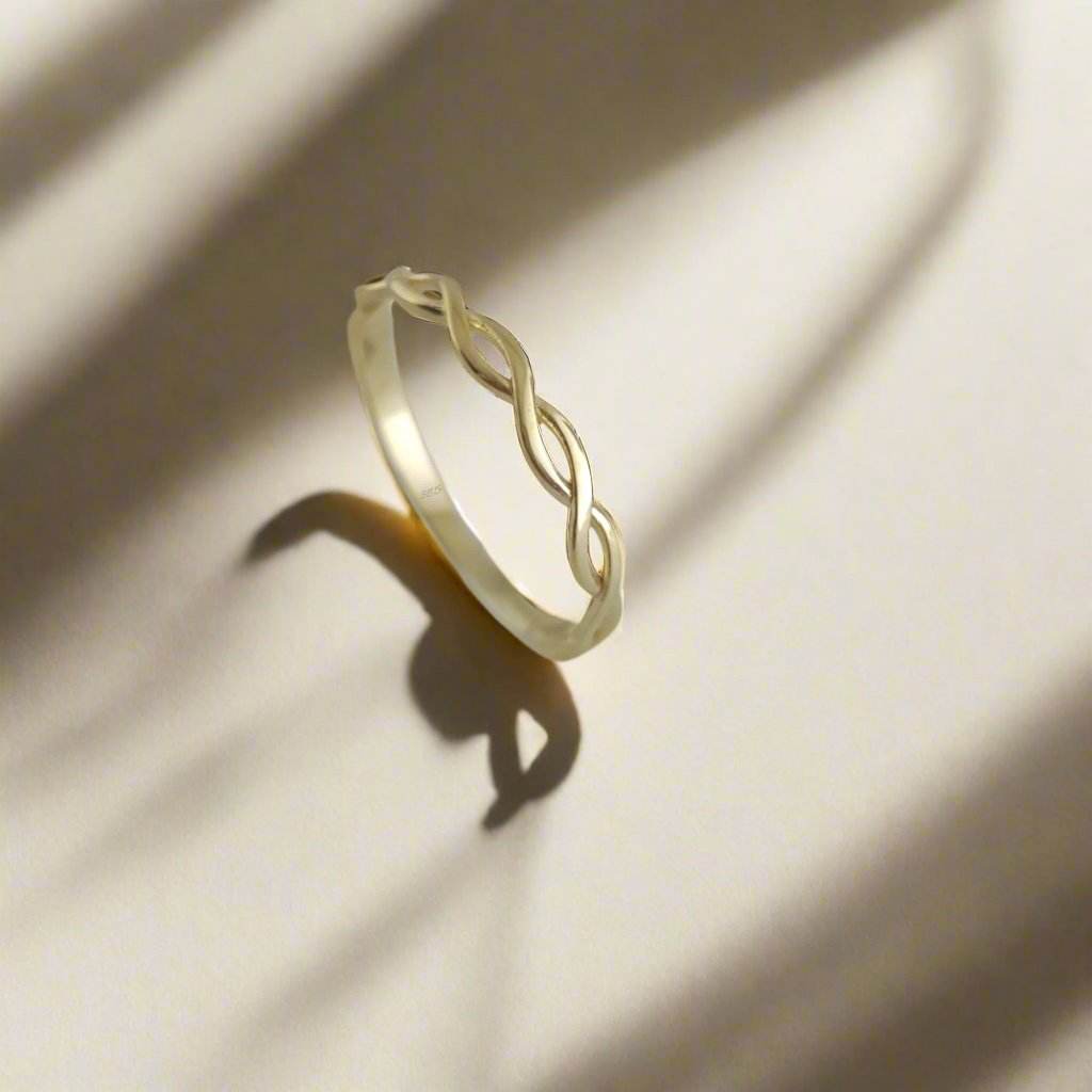 Minimalist Braided Gold Ring - 10k,14k,18k - TurkishBling