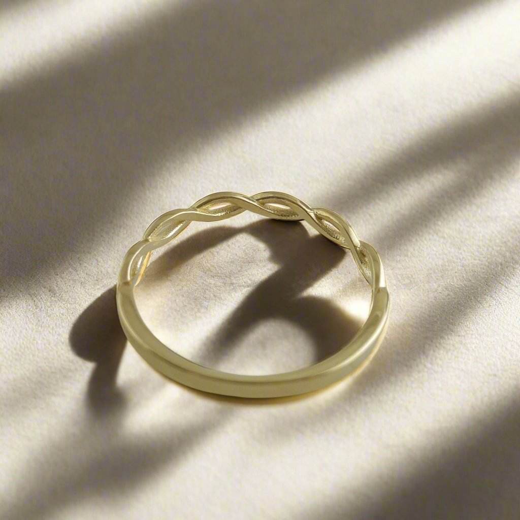 Minimalist Braided Gold Ring - 10k,14k,18k - TurkishBling