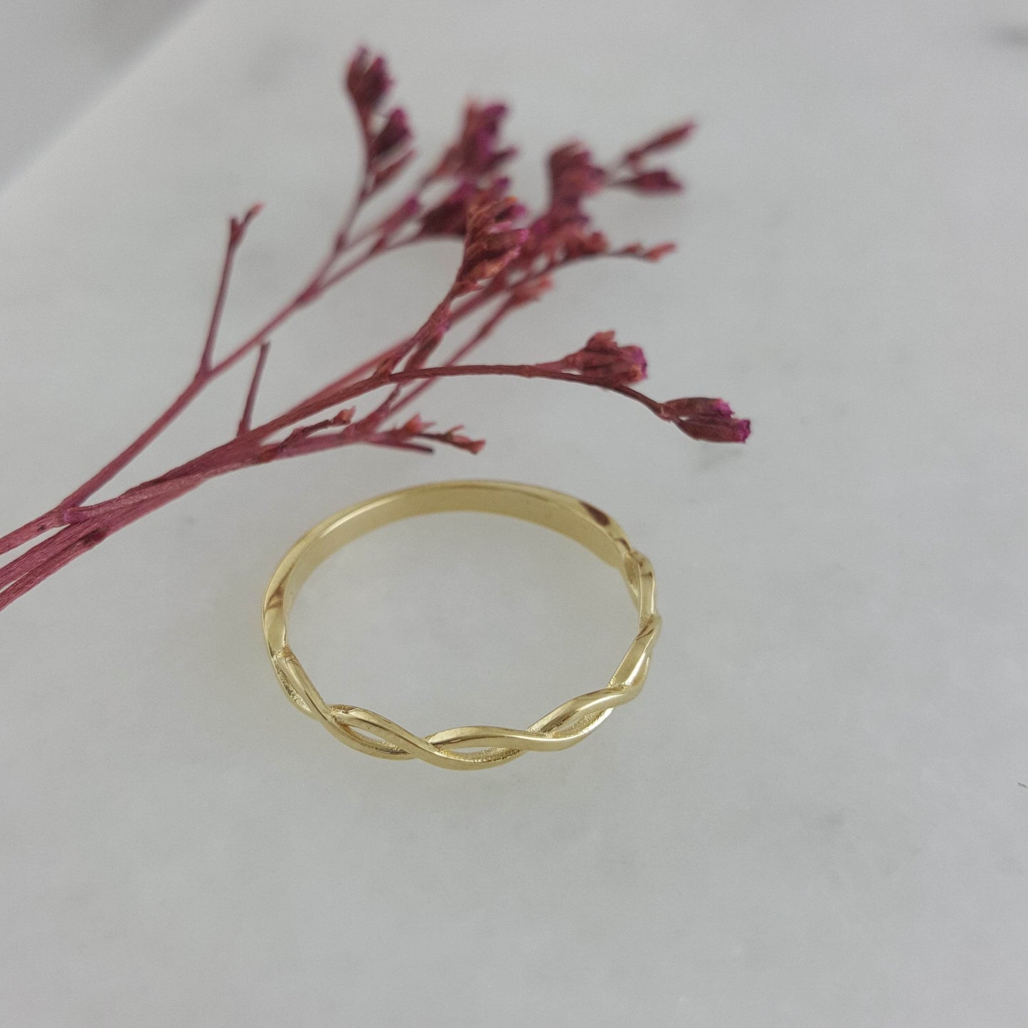 Minimalist Braided Gold Ring - 10k,14k,18k - TurkishBling