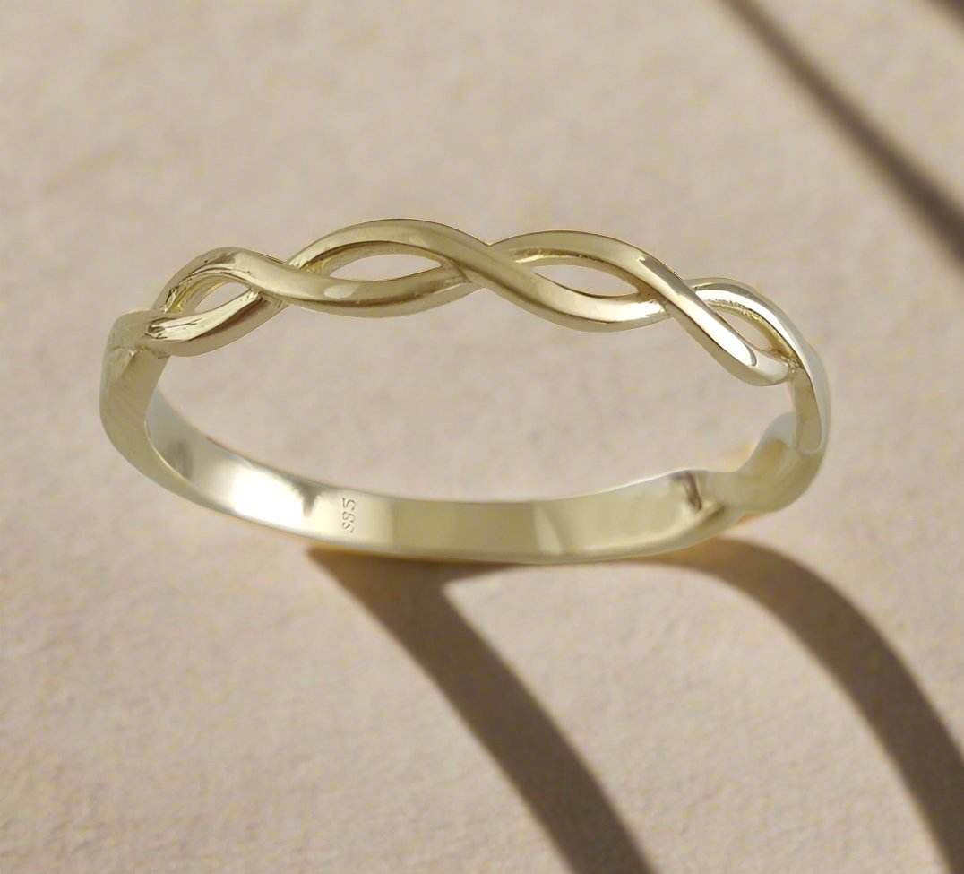 Minimalist Braided Gold Ring - 10k,14k,18k - TurkishBling