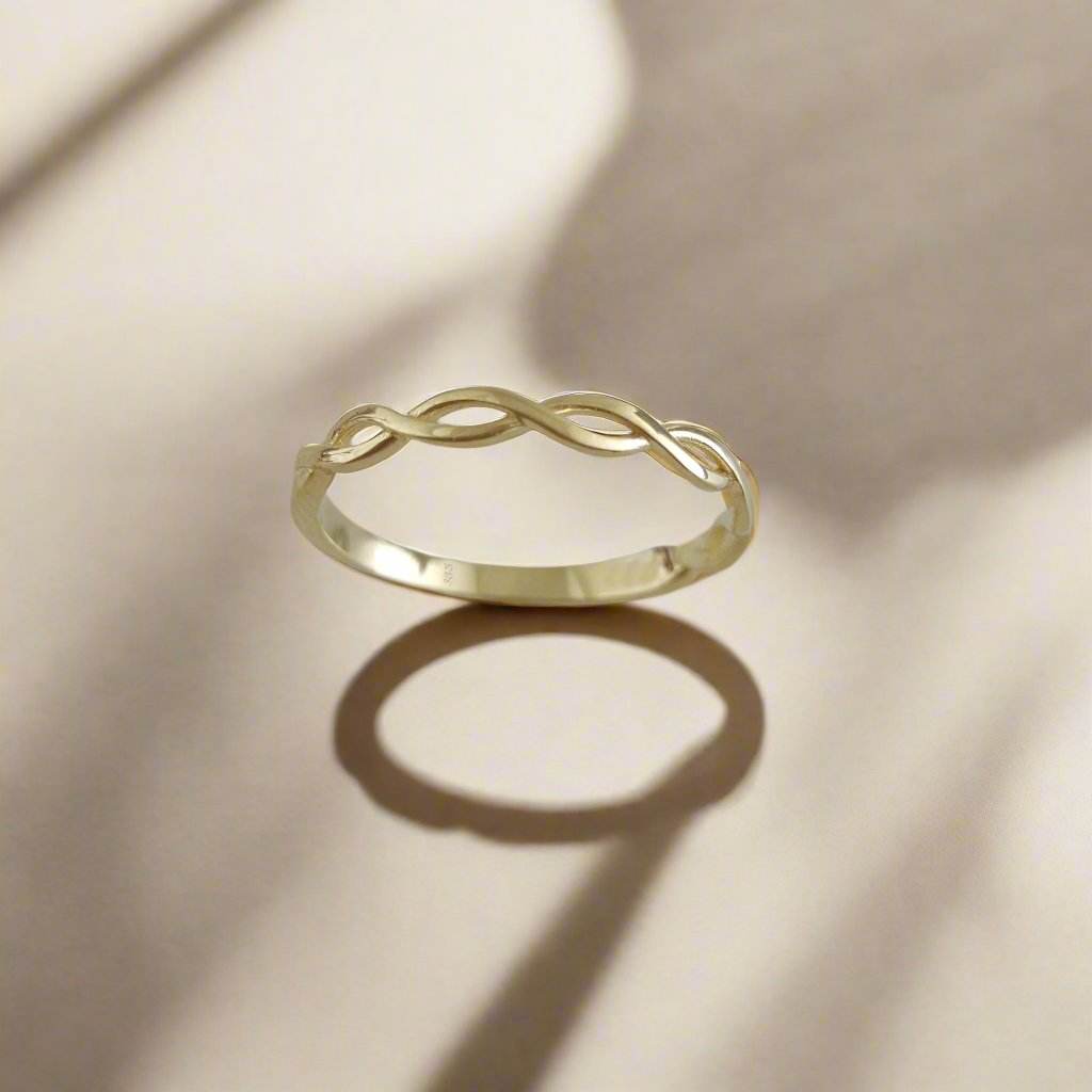 Minimalist Braided Gold Ring - 10k,14k,18k - TurkishBling