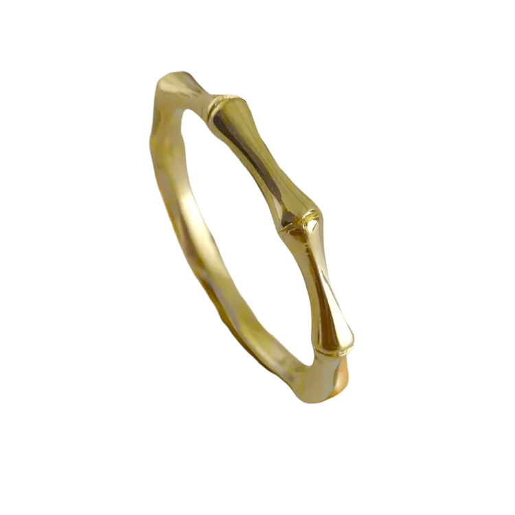 Gold Minimalist Bamboo Ring - 10k, 14k, 18k - TurkishBling