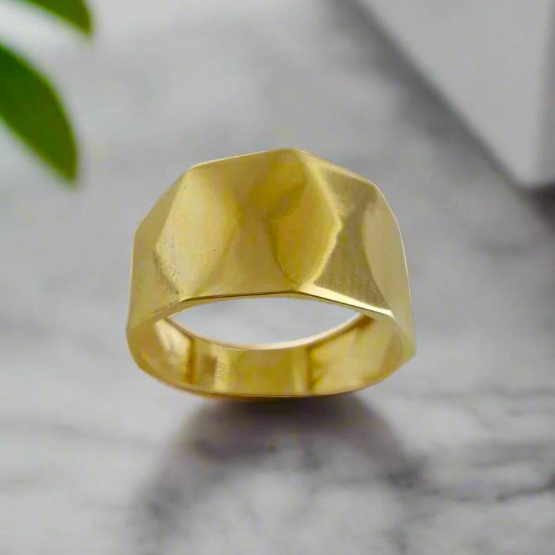 Gold Facetted High Polish Ring - 18k, 14k, 10k - TurkishBling