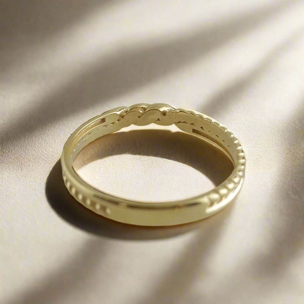 Twisted Double Band Gold Ring - 10k,14k,18k - TurkishBling