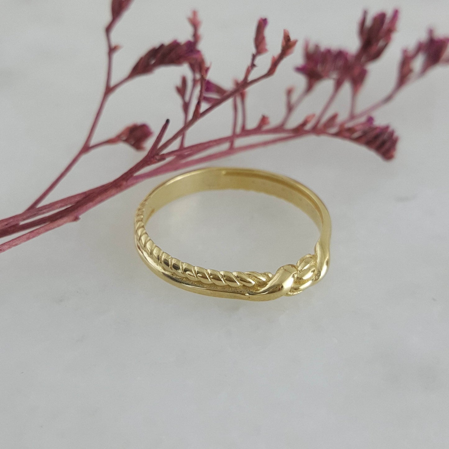 Twisted Double Band Gold Ring - 10k,14k,18k - TurkishBling