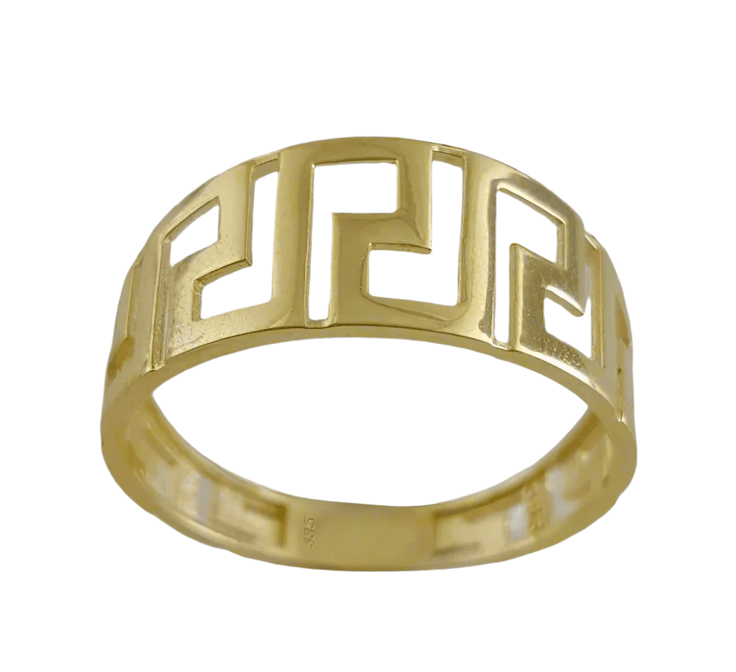 Greek Pattern Gold Ring - 10k,14k,18k - TurkishBling