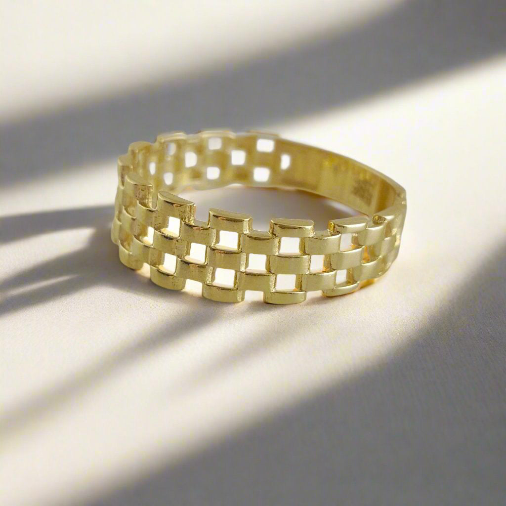 Panther Link Gold Ring - 10k-14k-18k