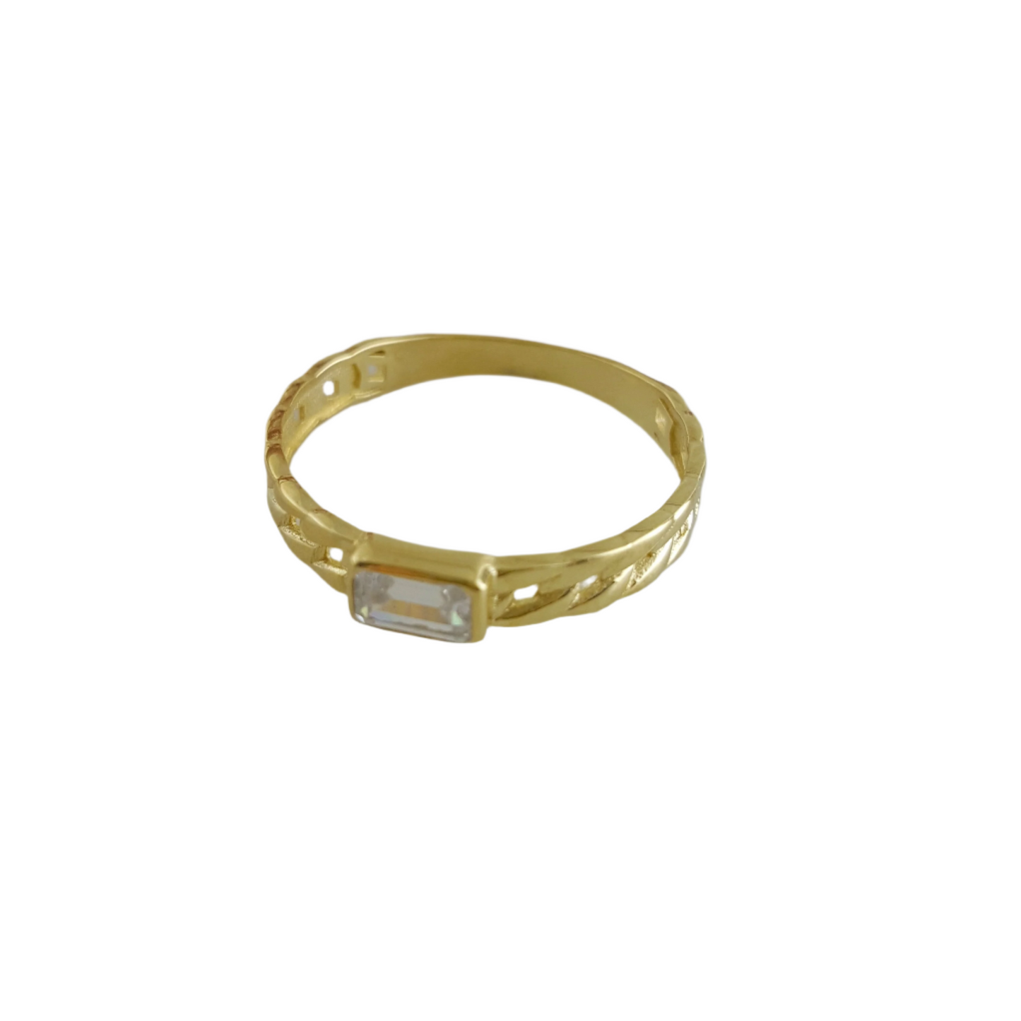 Gold Ring Cuban Link with Cubic Zircon - 10k,14k,18k