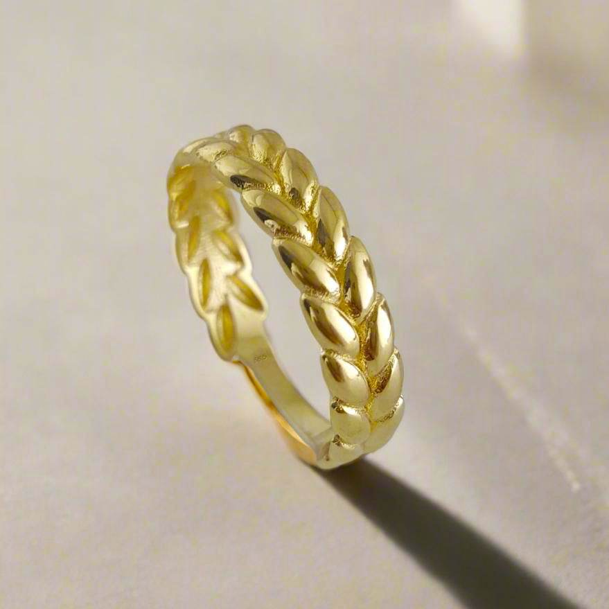 Gold Leaf Pattern Ring - 10k,14k,18k - TurkishBling