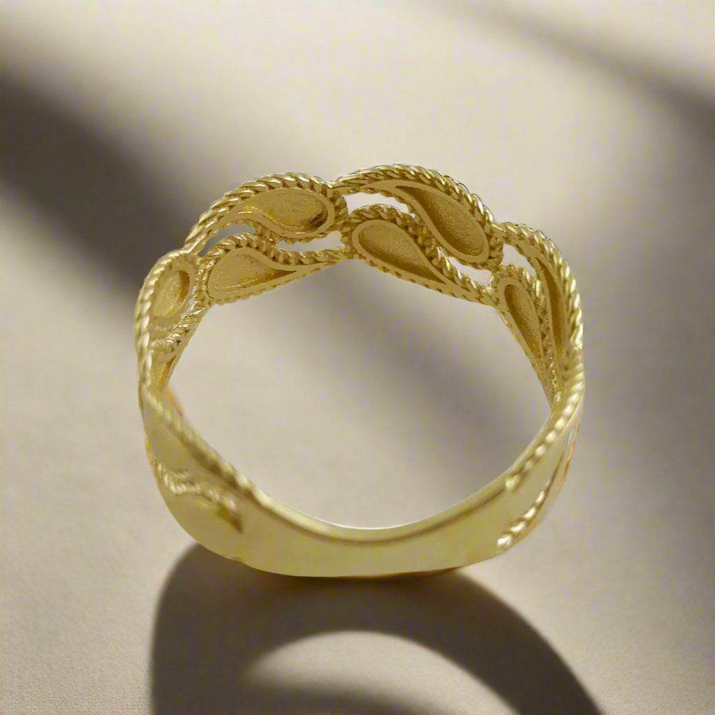 Gold Paisley Ring - 10k, 14k, 18k - TurkishBling