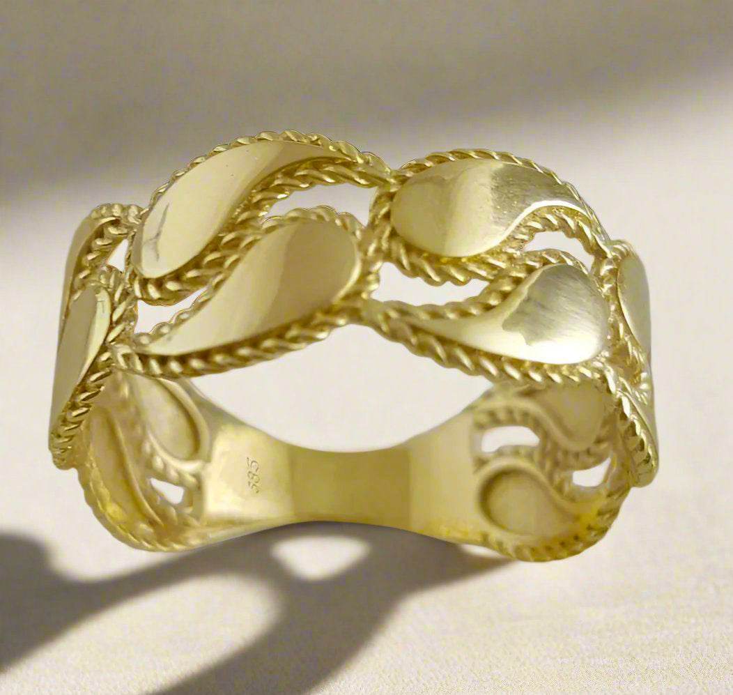 Gold Paisley Ring - 10k, 14k, 18k - TurkishBling