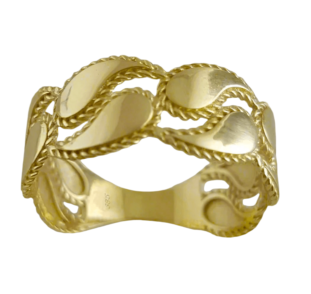 Gold Paisley Ring - 10k, 14k, 18k - TurkishBling