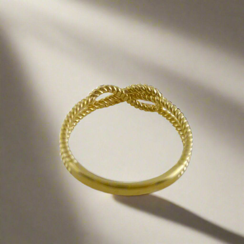 Gold Minimalist Cable Knot Ring - 18k, 14k, 10k - TurkishBling