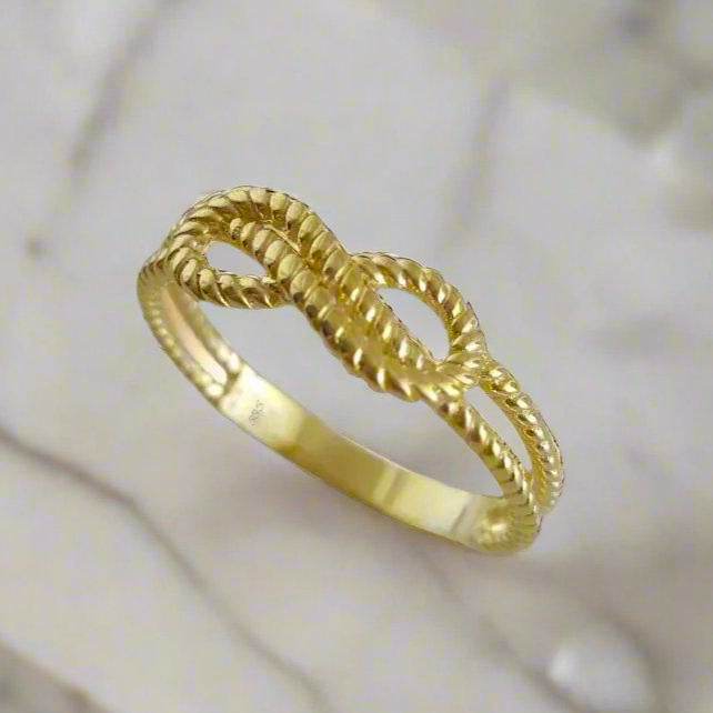 Gold Minimalist Cable Knot Ring - 18k, 14k, 10k - TurkishBling