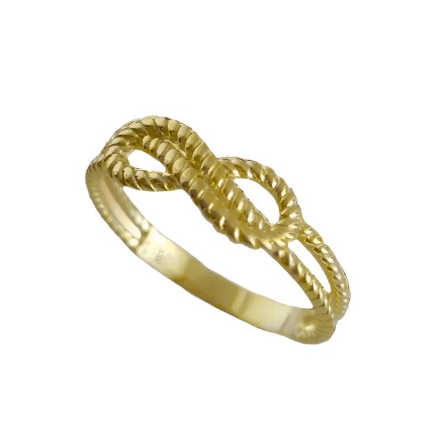 Gold Minimalist Cable Knot Ring - 18k, 14k, 10k - TurkishBling