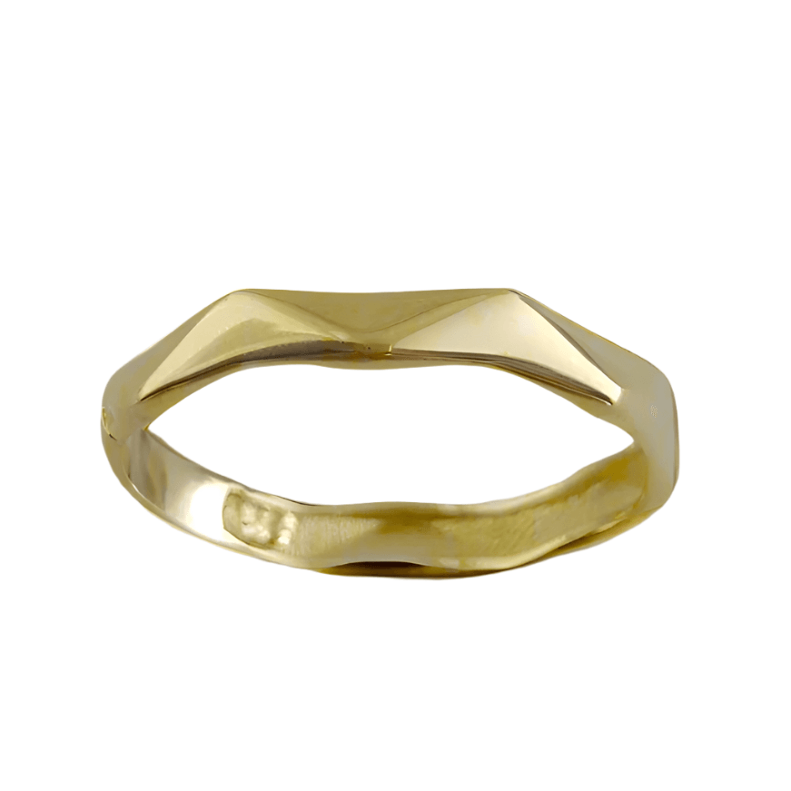 Minimalist Narrow Facet Gold Ring - 10k-14k-18k - TurkishBling